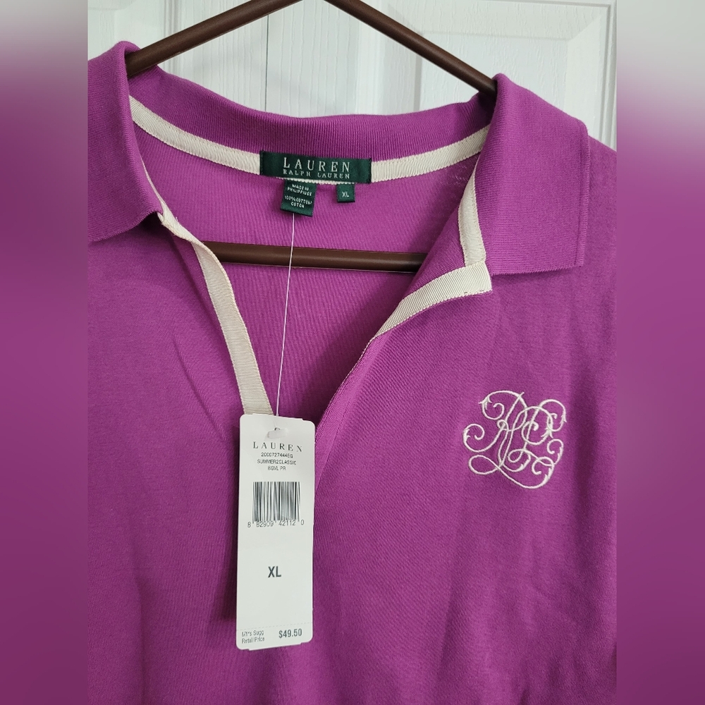 Ralph Lauren Lavender Polo with Monogram - Picture 3 of 3